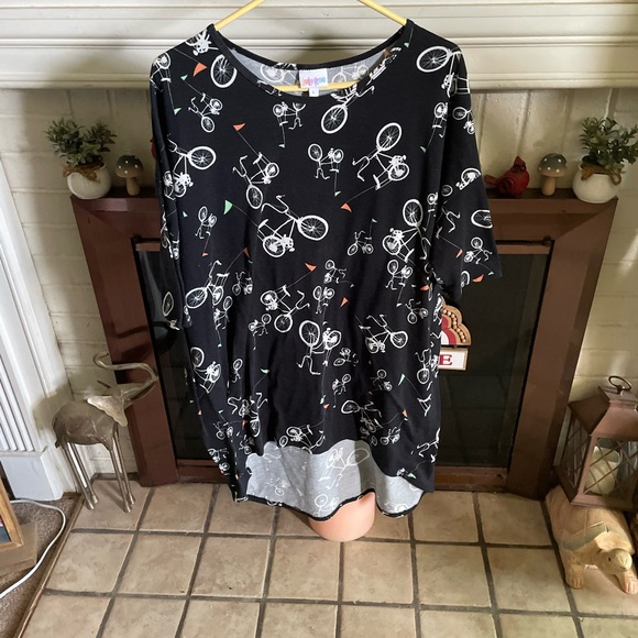 LuLaRoe Black Dress with White Bicycle Print - Picture 1 of 2